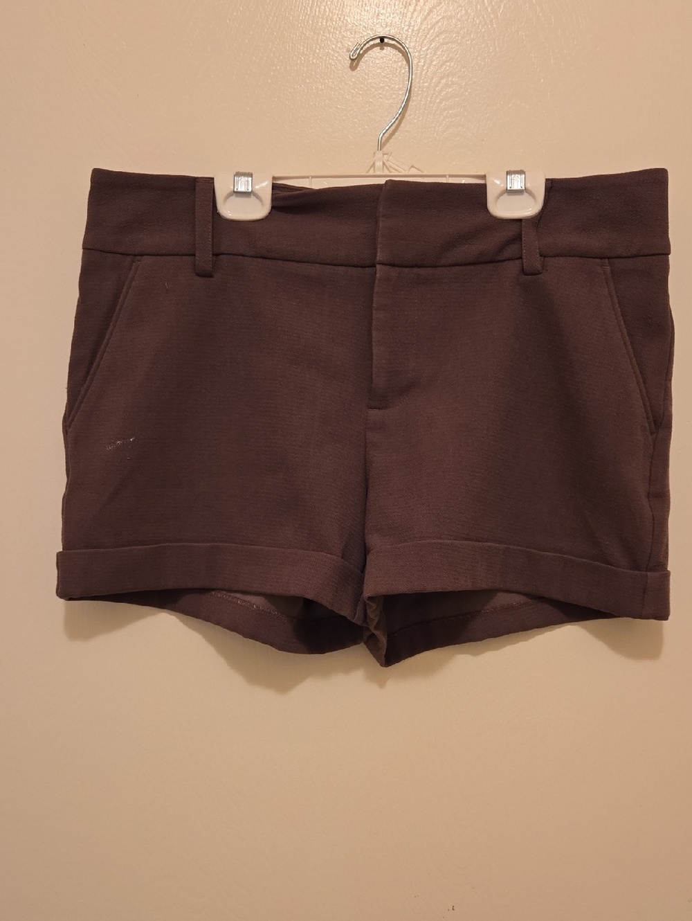 Kenneth Cole Dark Taupe High-Waist Cuffed Shorts